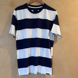 I love Ugly Fat Stripe Box T Shirt Color: Navy / White Size L NWT